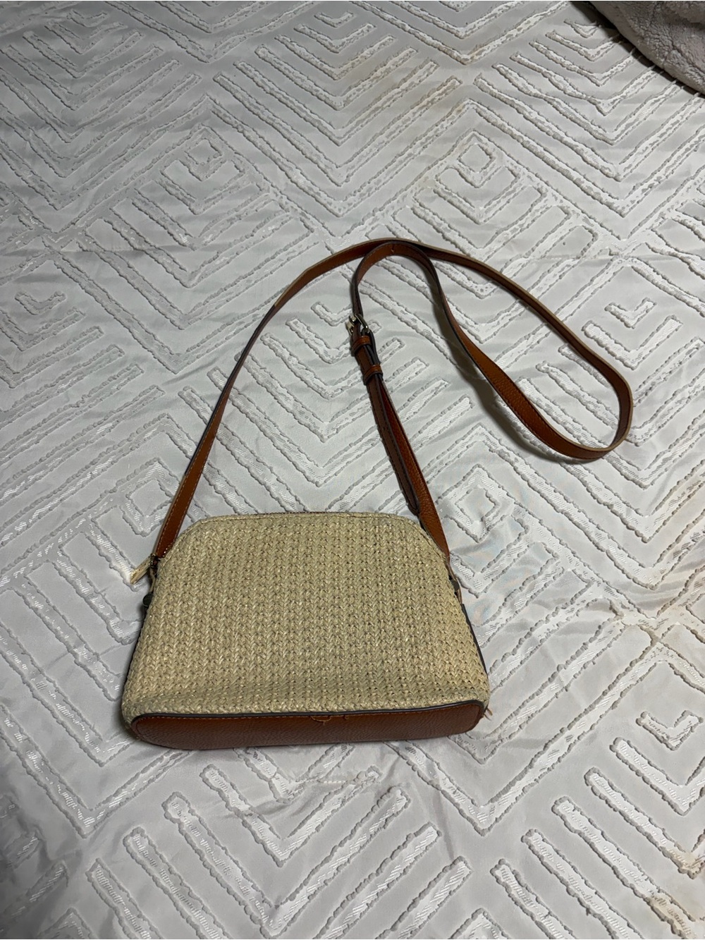 Anne Klein Straw Crossbody Bag Neutral Summer Purse